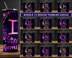 Bundle 12 Design Tumbler Zodiac, Tumbler Bundle Design, Sublimation Tumbler Bundle, 20oz Skinny Tumbler 53