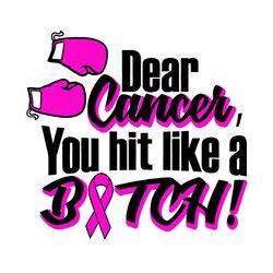 You Hit Like A Bitch, Breast Cancer Svg, Cancer Svg, Pink Ribbon Svg, Cancer Survivor Svg, Cancer Awareness, Breast Canc