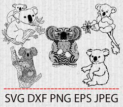 KOALA SVG,PNG,EPS Cameo Cricut Design Template Stencil Vinyl Decal Tshirt Transfer Iron on