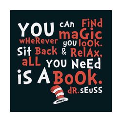 You Need Is A Book Svg, Cat In The Hat Svg, Dr Seuss Svg, Dr Seuss Quotes, Best Quotes Svg, Book Svg, Magic Svg, Dr Seus