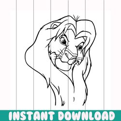 Mufasa svg free, disney svg, lion king svg, instant download, cartoon svg, outline svg, the lion king svg, free vector f