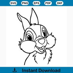 Thumper svg free, disney svg, cartoon svg, instant download, free vector files, shirt design, outline svg, rabbit svg, b