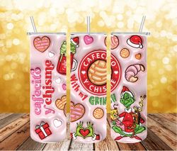 3D Inflated Pink Grinch Christmas Png, Coffee Grinch Png, Pink Christmas 20 Oz Skinny Tumbler Wrap, Christmas Movies Png
