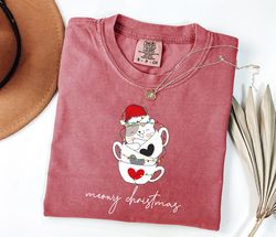 Cute Cat Christmas Shirt, Cat Lover Girls Gift For Christmas, Cat Mom Shirt, Merry Christmas Shirt, Womens Christmas Shi