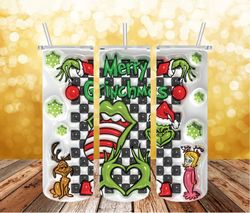 3D Inflated Grinch Christmas Png, Merry Grinchmas Png, Pink Christmas 20 Oz Skinny Tumbler Wrap, Christmas Movies Png