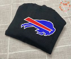 NFL Buffalo Bills Logo Embroidered Sweatshirt, NFL Logo Sport Embroidered Sweatshirt, NFL Embroidered Shirt