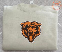 NFL Chicago Bears Logo Embroidered Sweatshirt, NFL Logo Sport Embroidered Sweatshirt, NFL Embroidered Shirt