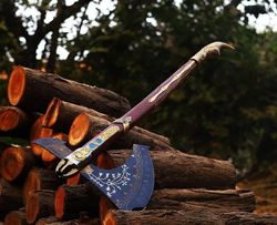 God of War Leviathan Axe Carbon Steel Viking Axe with Leather Sheath Frost Axe