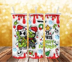 3D Inflated Friend Grinch Christmas Png, Grinchmas Png, Pink Christmas 20 Oz Skinny Tumbler Wrap, Christmas Movies Png