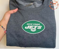 NFL New York Jets Logo Embroidered Sweatshirt, NFL Logo Sport Embroidered Sweatshirt, NFL Embroidered Shirt