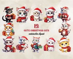 12 Cute Christmas Cats, Christian Christmas Svg, Christmas Design, Christmas Shirt, Christmas 33