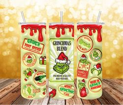 3D Inflated Grinch Christmas 20 Oz Skinny Tumbler Png, Grinchmas Png, Christmas 20oz Tumbler Wrap, Christmas Movies Png