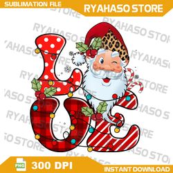 Love PNG, Santa png, Christmas leopard hat png, Merry Christmas Png, light png, Digital Download, Instant Download