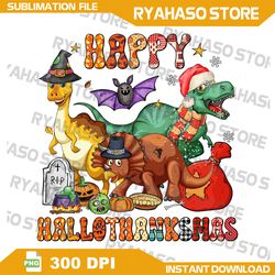Happy HalloThanksmas PNG, dinosaur png, halloween png, merry christmas png, xmas png,digital, Instant Download