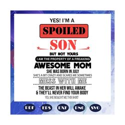 Im A Spoiled Son Svg, Awesome Mom She Was Born In July Svg, Mom Born In July Svg, Birthday For Silhouette, Files For Cri