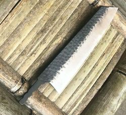 Knife Blank Blade Forged Hammered Damascus Steel Chef Beef Cut Slicing