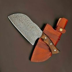 Handmade Damascus Cleaver Knife: Razor-Sharp Serbian Chef's Butcher Knife
