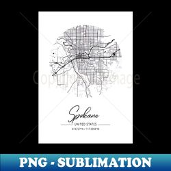 Spokane - United States Black Water City Map - Creative Sublimation PNG Download - Bold & Eye-catching