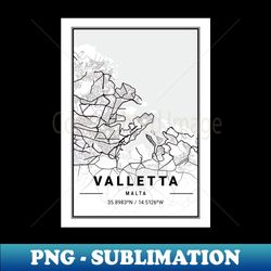Valletta Light City Map - High-Quality PNG Sublimation Download - Unleash Your Creativity