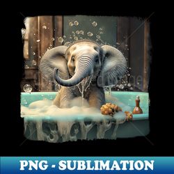 Baby Elephant Bath Time - Stylish Sublimation Digital Download - Create with Confidence