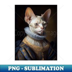 Royal Portrait of a Devon Rex Cat - Premium PNG Sublimation File - Enhance Your Apparel with Stunning Detail