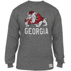 Georgia Bulldogs &8211 Cartoon Dog Tri-Blend Adult Long Sleeve T-Shirt