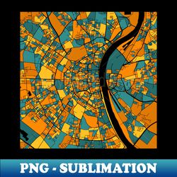 Cologne Map Pattern in Orange  Teal - Creative Sublimation PNG Download - Perfect for Sublimation Mastery