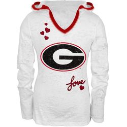Georgia Bulldogs &8211 Girls Youth Burnout Hooded Long Sleeve T-Shirt