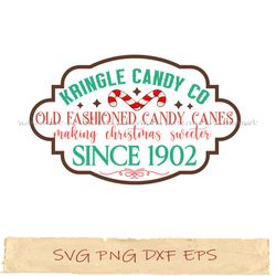 Kringle candy co old fashioned candy canes making christmas sweeter since 1902 svg, png sublimation, instantdownload
