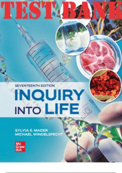 TEST BANK for Inquiry into Life 17th Edition by Sylvia Mader and Michael Windelspecht. Complete Chapters 1-37.