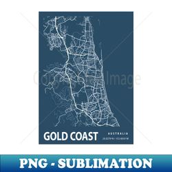 Gold Coast Blueprint Street Map Gold Coast Colour Map Prints - Elegant Sublimation PNG Download - Transform Your Sublimation Creations