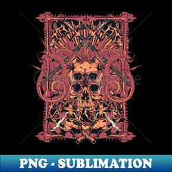 double eyed horned skull with crossed swords - png transparent sublimation file - vibrant and eye-catching typography