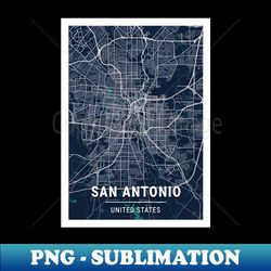 San Antonio Blue Dark Color City Map - Exclusive PNG Sublimation Download - Perfect for Creative Projects