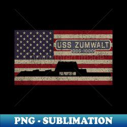 Zumwalt DDG-1000 Guided Missile Destroyer Vintage USA  American Flag Gift - PNG Transparent Sublimation File - Revolutionize Your Designs