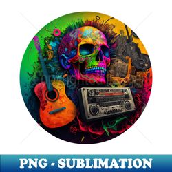 Guitar skull - Vintage Sublimation PNG Download - Unleash Your Creativity
