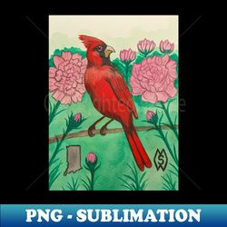Indiana state bird and flower the cardinal and peony - Aesthetic Sublimation Digital File - Fashionable and Fearless