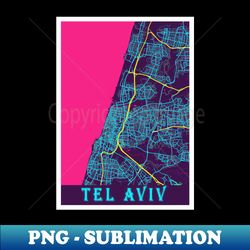 Tel Aviv Neon City Map Tel Aviv Minimalist City Map Art Print - PNG Transparent Sublimation File - Bring Your Designs to Life
