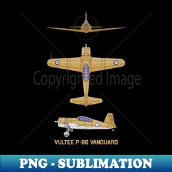 Vultee P-66 Vanguard American WW2 Fighter Plane Diagram Gift - Retro PNG Sublimation Digital Download - Create with Confidence