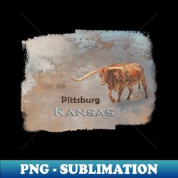 Longhorn Bull Pittsburg Kansas - Signature Sublimation PNG File - Enhance Your Apparel with Stunning Detail