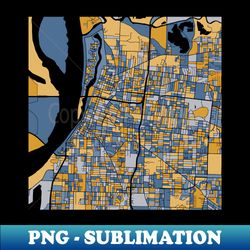 Memphis Map Pattern in Blue  Gold - PNG Transparent Sublimation File - Unleash Your Creativity