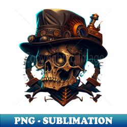 mechanical skull with hat - digital sublimation download file - unleash your creativity