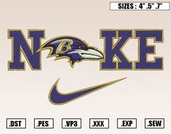 Nike x Baltimore Ravens Embroidery Designs, NCAA Embroidery Design File Instant Download