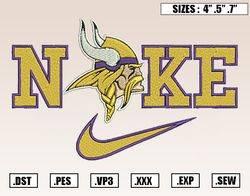 Nike x Minnesota Vikings Embroidery Designs, NCAA Embroidery Design File Instant Download