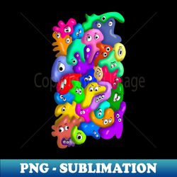 30 COLORFUL BLOB MONSTERS - Aesthetic Sublimation Digital File - Vibrant and Eye-Catching Typography