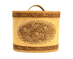 Bread box made of birch bark "Ryabina". For storing bread