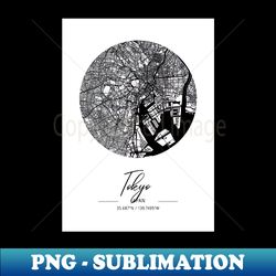 Tokyo - Japan Black Water City Map - Aesthetic Sublimation Digital File - Transform Your Sublimation Creations