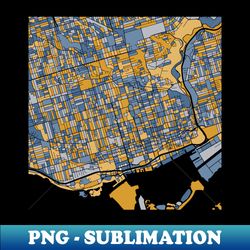 Toronto Map Pattern in Blue  Gold - Retro PNG Sublimation Digital Download - Perfect for Sublimation Art