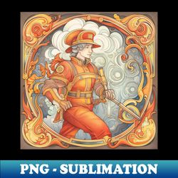 Firefighter drawing - Modern Sublimation PNG File - Stunning Sublimation Graphics