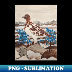 Alaska state bird and flower the willow ptarmigan and forget-me-not - Digital Sublimation Download File - Perfect for Sublimation Mastery