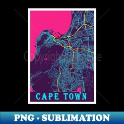 Cape Town Neon City Map - Exclusive PNG Sublimation Download - Stunning Sublimation Graphics